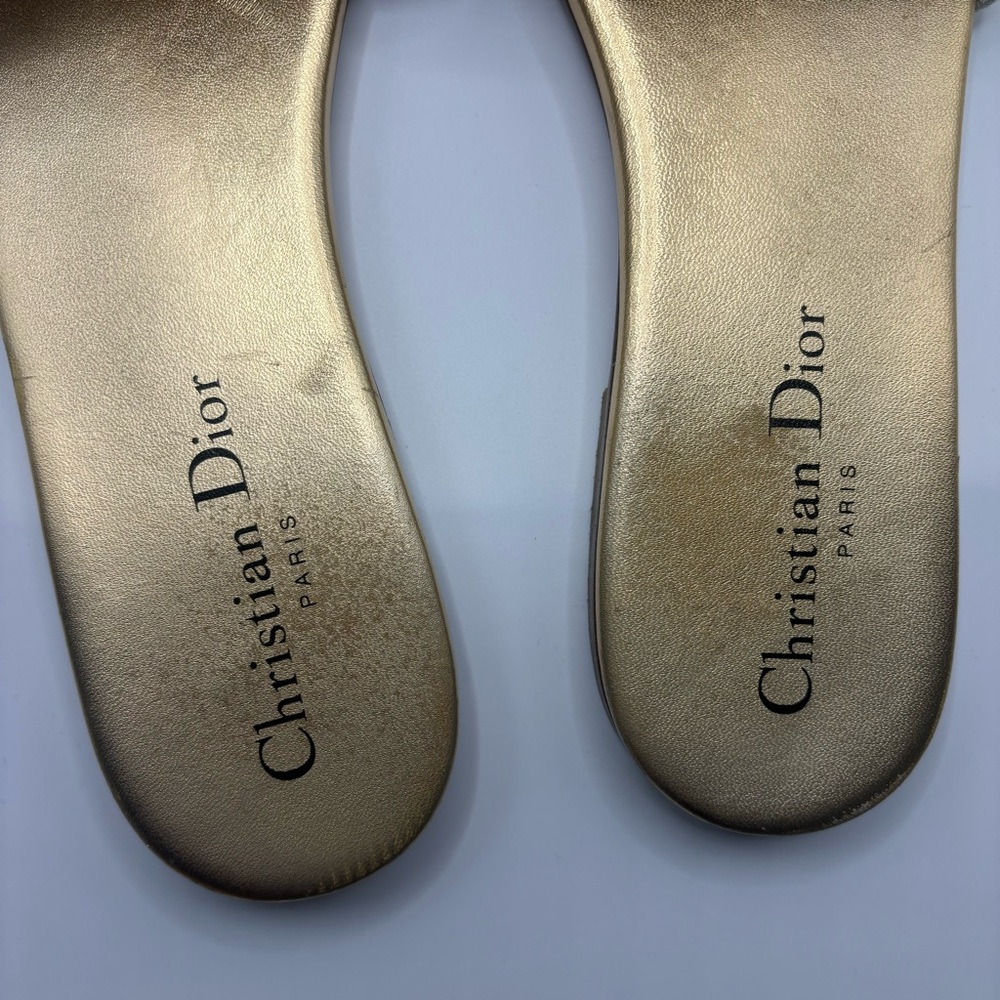 Dior Metallic Gold Slides - Picture 4 of 4